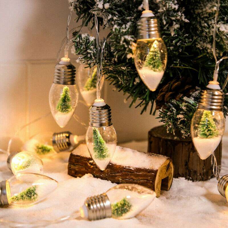 Battery Powered LED Snow Globe Bulb Fairy String Lights Party Xmas Tree Decor - Image 6