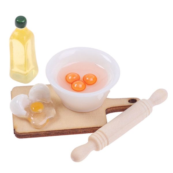 5Pcs/Set Cute Rolling Pin Egg Bowl Olive Oil Set Kitchen Accessories 1:12 Dollhouse Miniature - Image 5