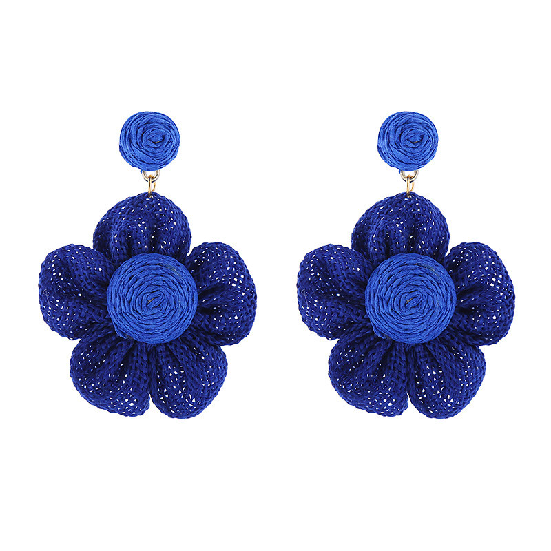 Cute Flowers Stud Earrings Raffia Hand-Woven Earrings Women's Holiday Wedding - Image 6