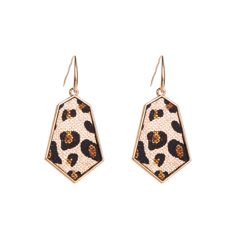 Leather Alloy Rhombus Super Flash Leather Graceful Earrings Trendy Exaggerated Fashion - 图片 6