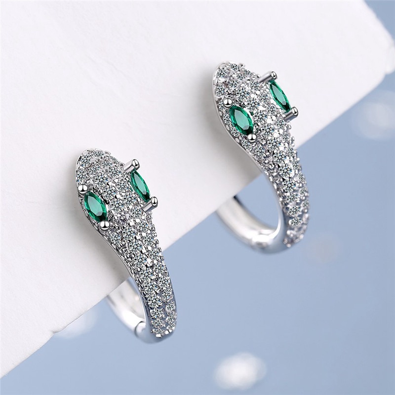 Snake Hoop Crystal Earrings - Image 5