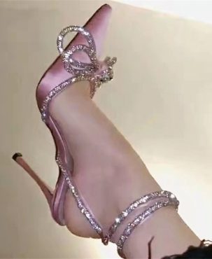Runway style Glitter Rhinestones Women Pumps Crystal bowknot Satin Summer Lady Shoes Genuine leather High heels Party Prom Shoes