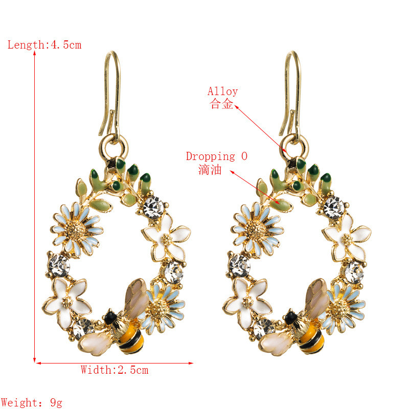 Creative Flower Dripping Oil Metal Alloy Earrings Female Sterling Silver Needle Diamond Colorized Butterfly - 图片 5