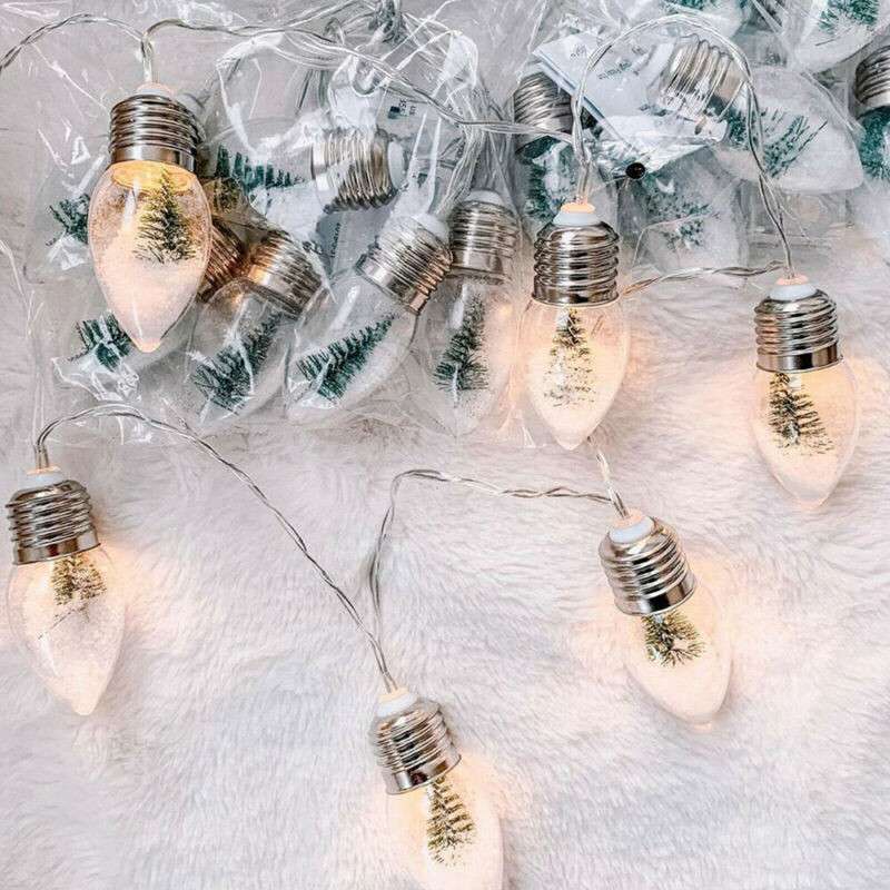Battery Powered LED Snow Globe Bulb Fairy String Lights Party Xmas Tree Decor - Image 7