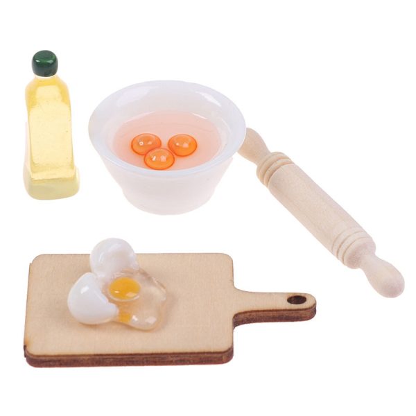 5Pcs/Set Cute Rolling Pin Egg Bowl Olive Oil Set Kitchen Accessories 1:12 Dollhouse Miniature - Image 6