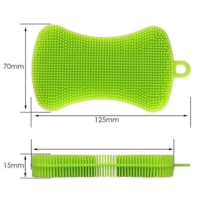3x Silicone Kitchen Dish Washing Brush Sponge Scrubber Pot Pan BBQ Cleaner UK - 图片 7