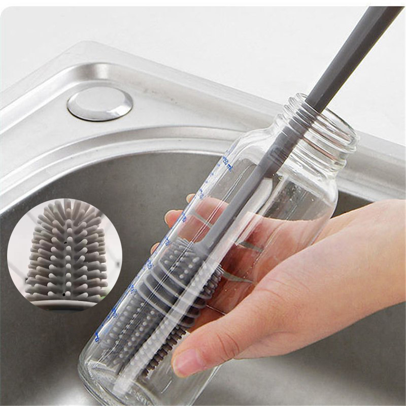 Silicone Bottle Brush Cup Scrubber Glass Cleaner Kitchen Cleaning Tool - 图片 14