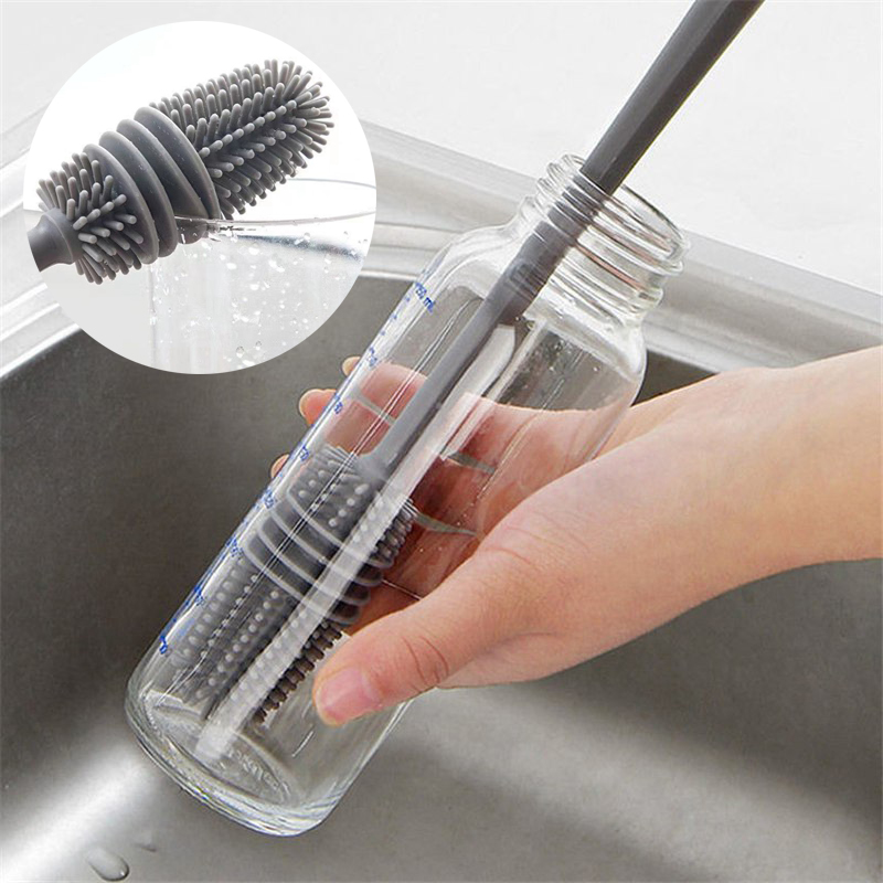 Silicone Bottle Brush Cup Scrubber Glass Cleaner Kitchen Cleaning Tool - 图片 15