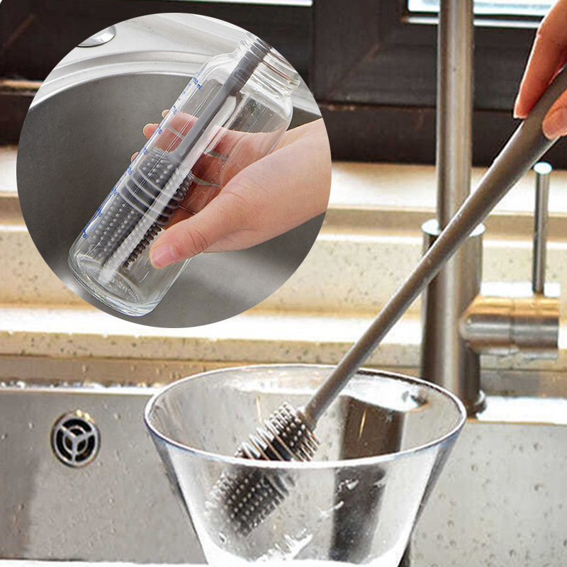 Silicone Bottle Brush Cup Scrubber Glass Cleaner Kitchen Cleaning Tool - 图片 17