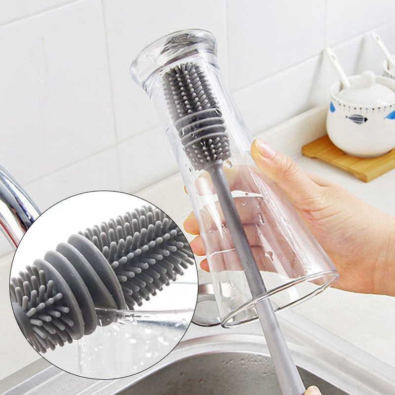 Silicone Bottle Brush Cup Scrubber Glass Cleaner Kitchen Cleaning Tool - 图片 16