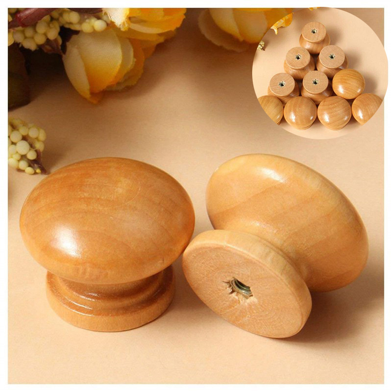 10Pcs Wooden Door Knob Cabinet Drawer Cupboard Furniture Pull Handle Kitchen - Image 4