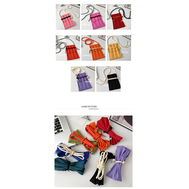 Fashion Knitting Small Crossbody Bags Women Organ Pleated Mini Shoulder Messenger Bag Ladies Foldable Long Straps Phone Purse - 图片 23