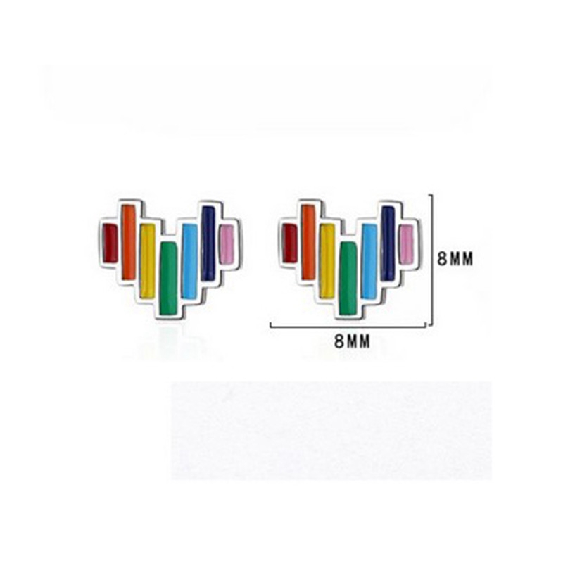 Rainbow Heart Stud Earrings Womens Girls Jewellery Gift UK - Image 9
