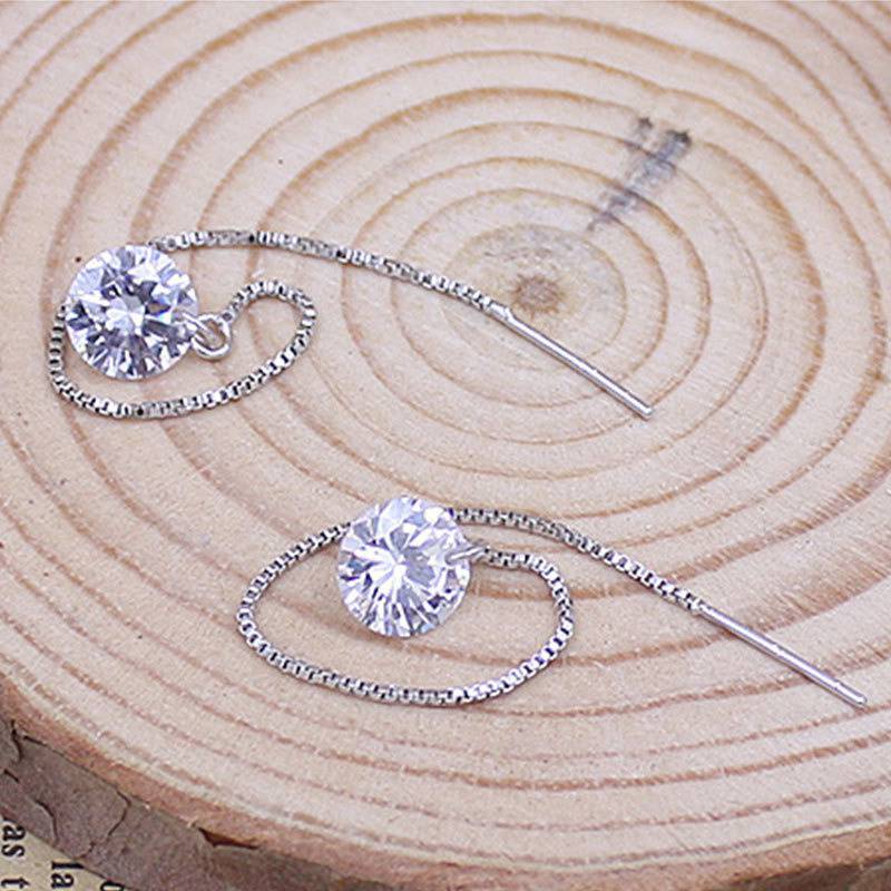 Long Drop Cubic Zirconia Long Chain Dangle Earrings Women - 图片 8