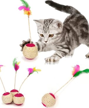 Cat Toy Pet Cat Sisal Scratching Ball Training Interactive Toy for Kitten Pet Cat Supplies Funny Play Feather Toy cat accessorie
