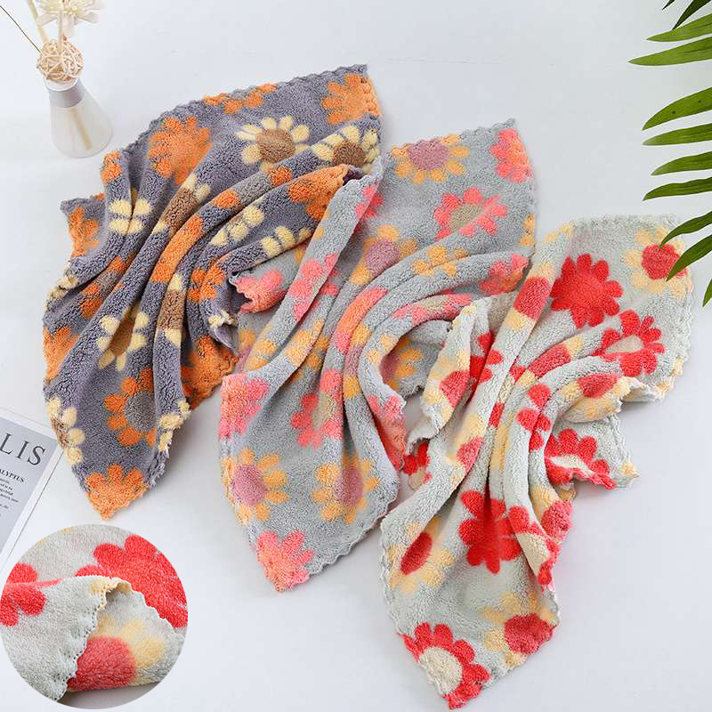 Factory in Stock Coral Fleece Square Towel Soft Absorbent Hand Towel Small Handkerchief Household Small Square Towel Kitchen Rag - Image 15
