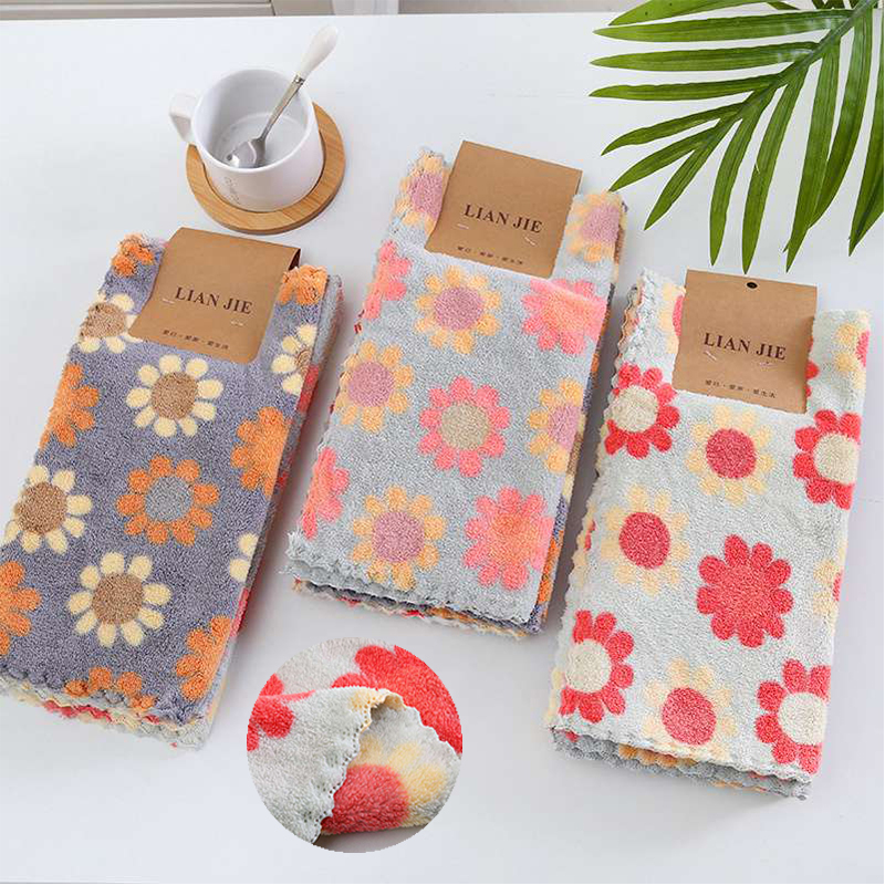 Factory in Stock Coral Fleece Square Towel Soft Absorbent Hand Towel Small Handkerchief Household Small Square Towel Kitchen Rag - Image 10