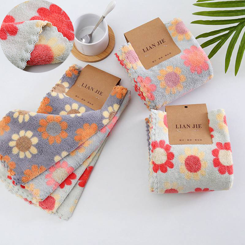 Factory in Stock Coral Fleece Square Towel Soft Absorbent Hand Towel Small Handkerchief Household Small Square Towel Kitchen Rag - Image 16