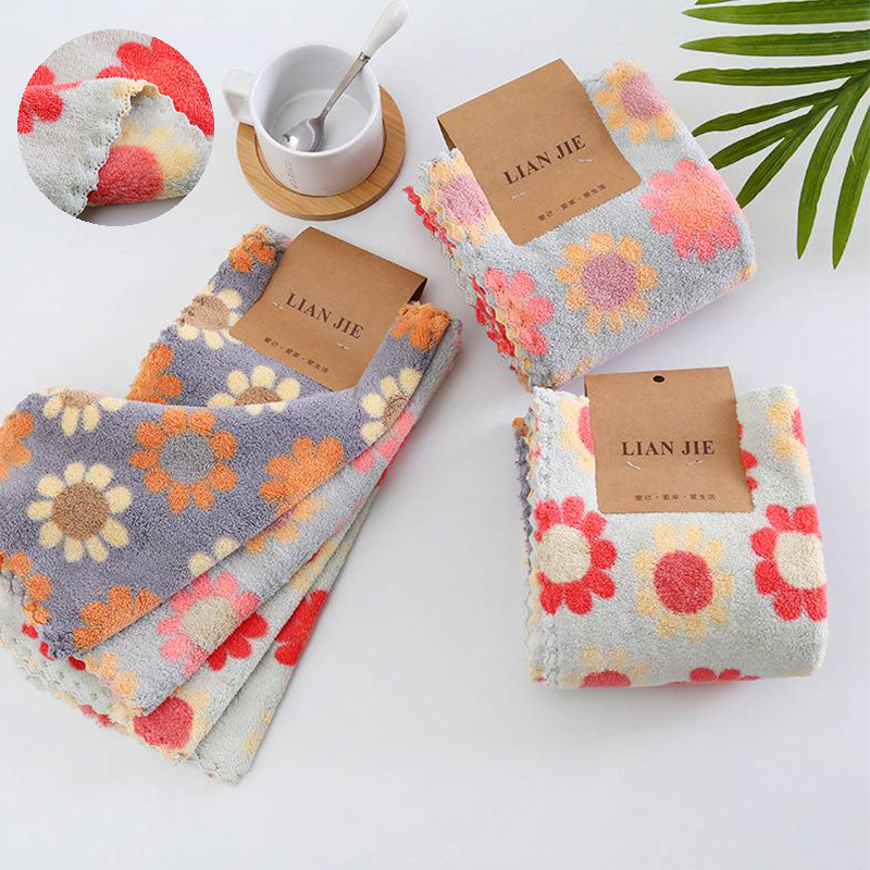 Factory in Stock Coral Fleece Square Towel Soft Absorbent Hand Towel Small Handkerchief Household Small Square Towel Kitchen Rag - Image 6