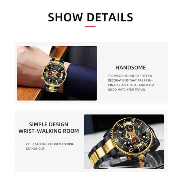 Classic Mens Steel Watches Luminous Waterproof Date Quartz Wrist Watch - Image 8