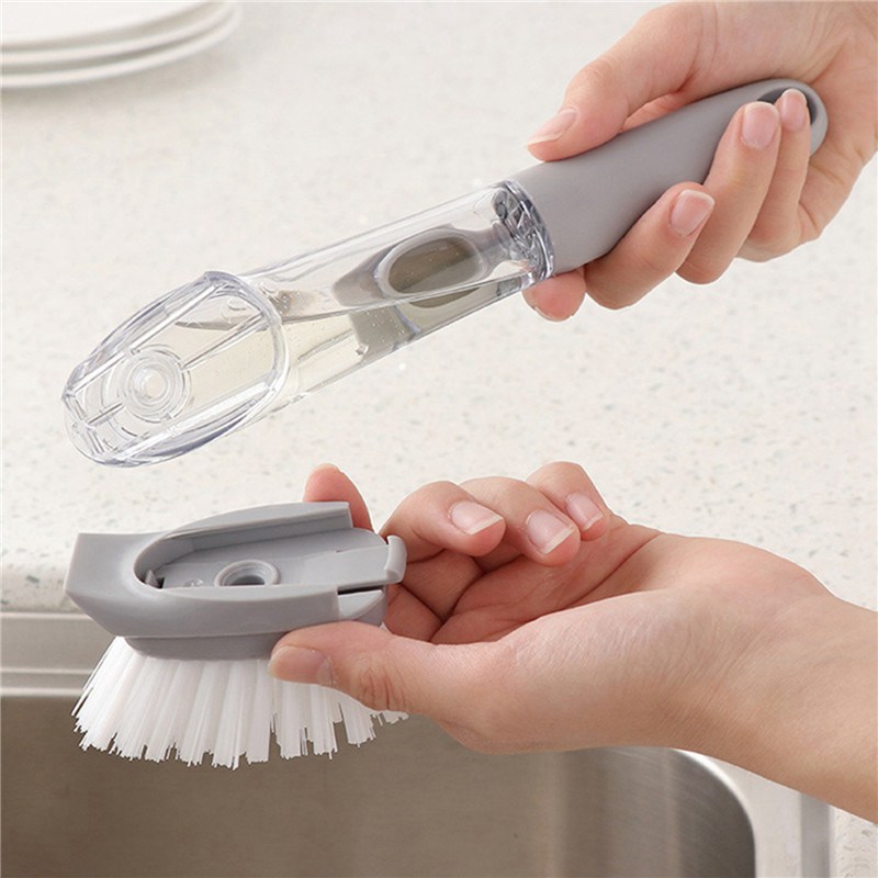 Kitchen Washing Dish Bowl Scrubber Clean Brush w/ Refill Liquid Soap Dispenser - Image 9