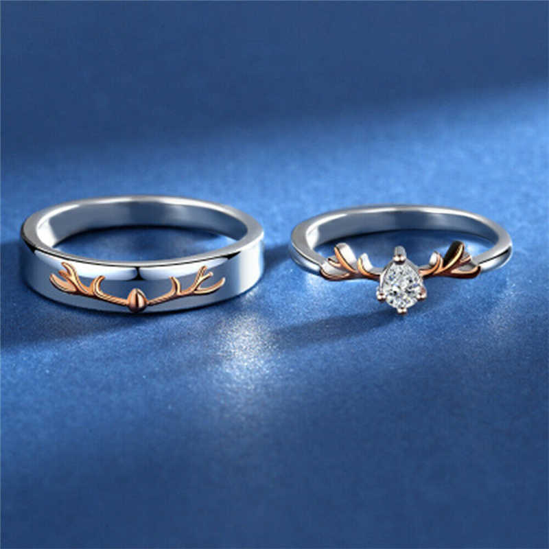 Gorgeous 925 Silver Wedding Couple Rings Jewelry White Sapphire Ring Size 6-10