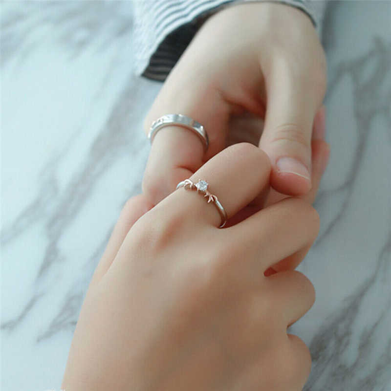 Gorgeous 925 Silver Wedding Couple Rings Jewelry White Sapphire Ring Size 6-10 - 图片 5