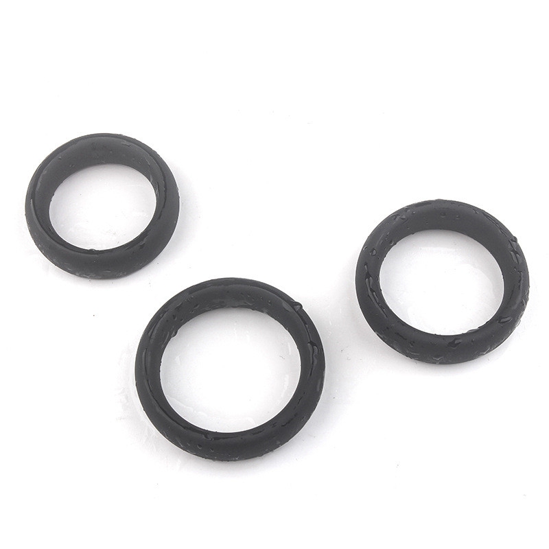 Extra Thick Triple Penis Cock Ring Set Silicone Adult Sex Toy , Black - 图片 13