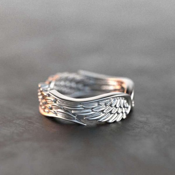 Gorgeous Angel Wings Women Wedding Rings 925 Silver Jewelry Ring Size 6-10
