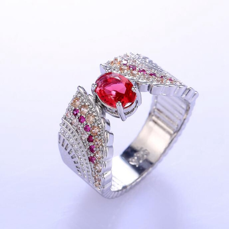 Gorgeous 925 Silver Ruby Oval Cut Ruby Jewelry Women Wedding Rings Size 6-10