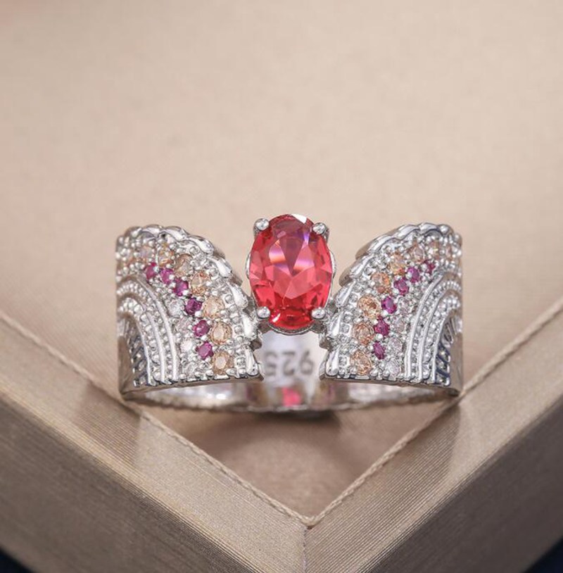 Gorgeous 925 Silver Ruby Oval Cut Ruby Jewelry Women Wedding Rings Size 6-10 - 图片 3