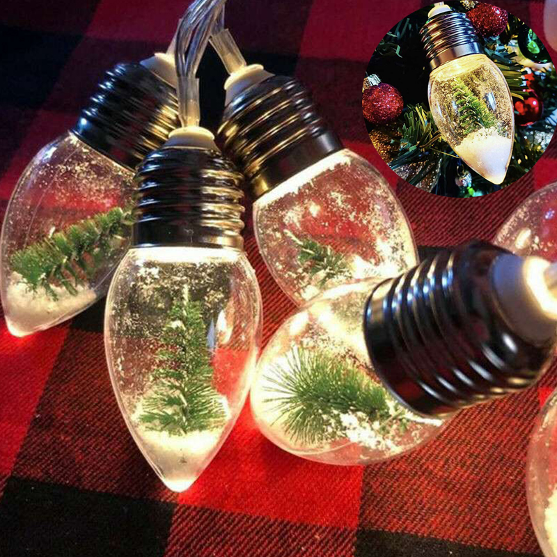 Battery Powered LED Snow Globe Bulb Fairy String Lights Party Xmas Tree Decor - Image 15