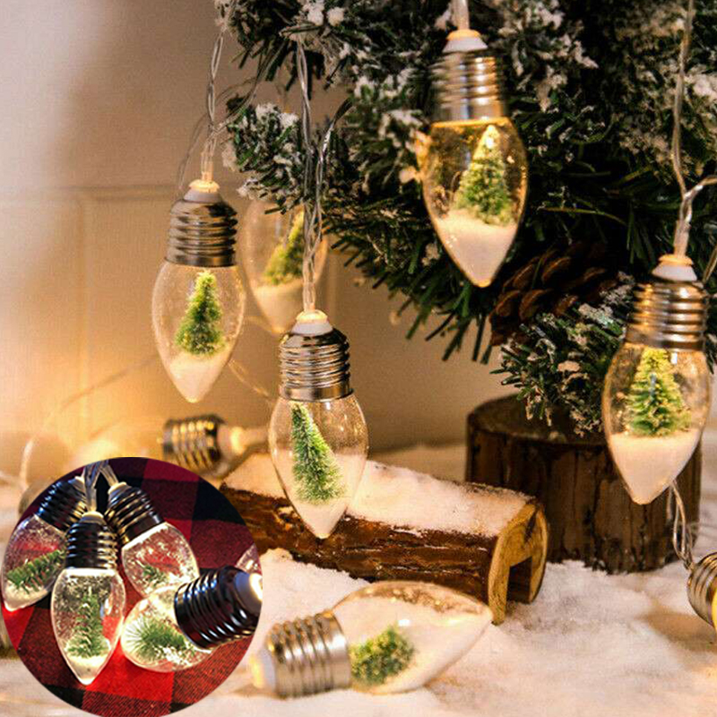 Battery Powered LED Snow Globe Bulb Fairy String Lights Party Xmas Tree Decor - Image 16