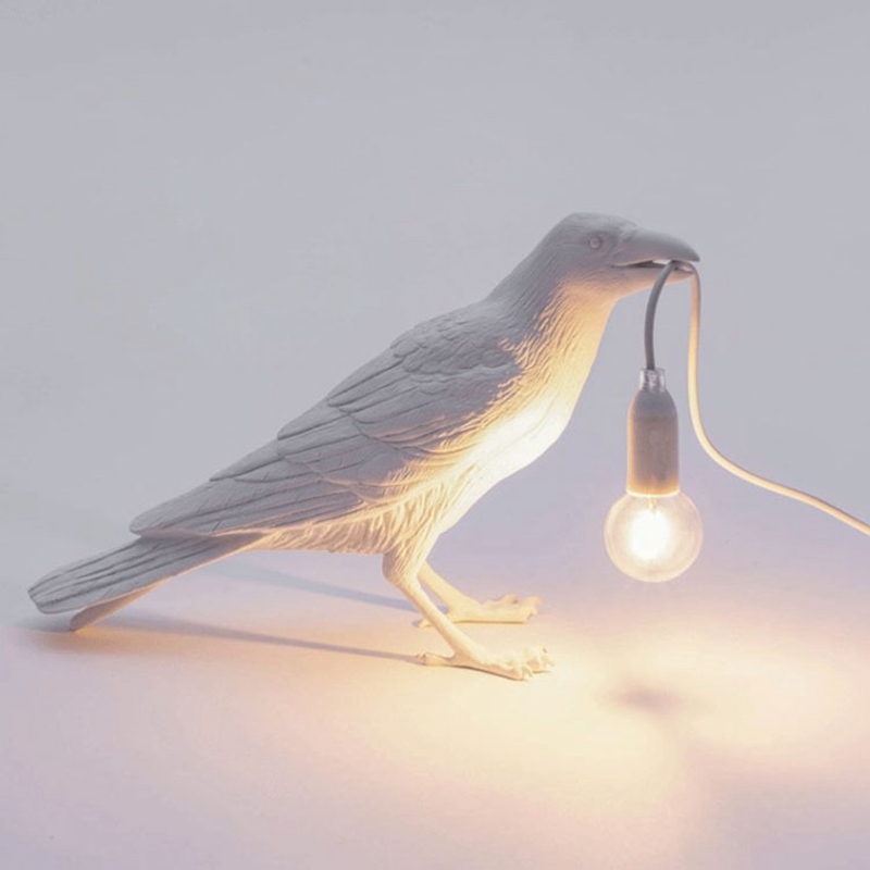Seletti Bird Table Lamps Resin Crow Desk Lamp Bedroom Wall Sconce Light UK PLUG - 图片 3