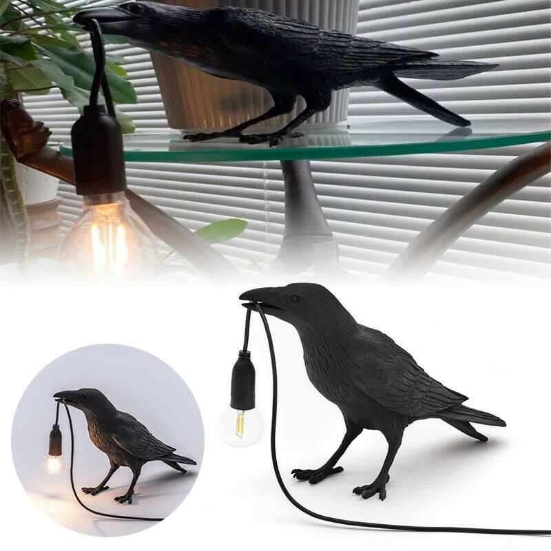 Seletti Bird Table Lamps Resin Crow Desk Lamp Bedroom Wall Sconce Light UK PLUG - 图片 4
