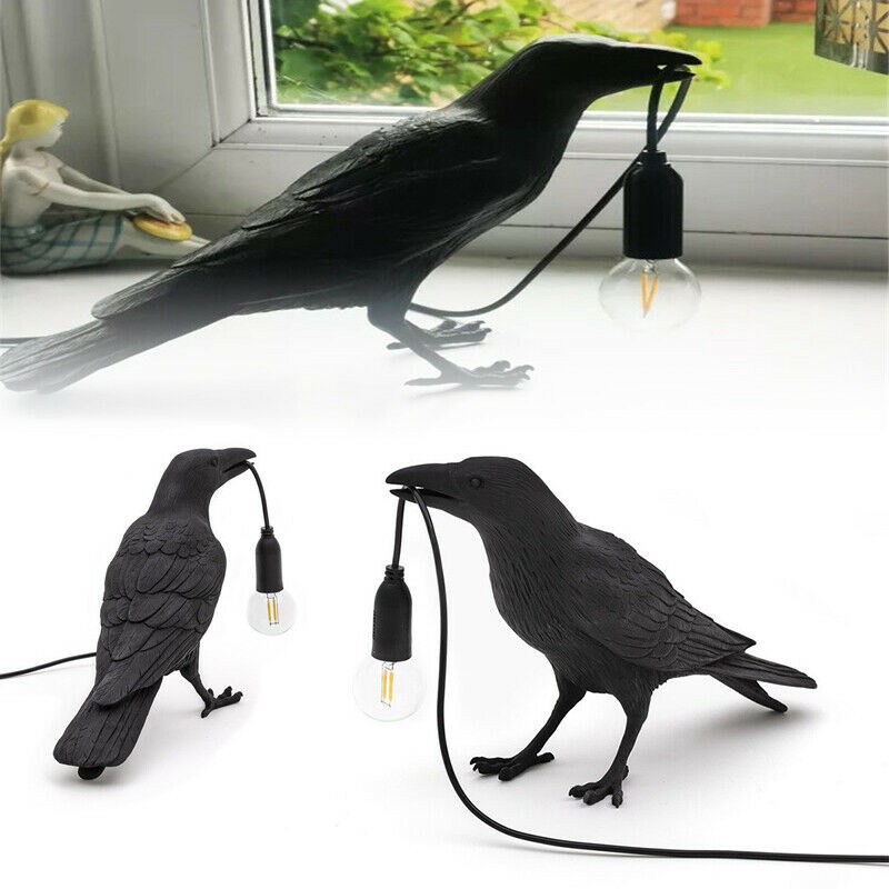 Seletti Bird Table Lamps Resin Crow Desk Lamp Bedroom Wall Sconce Light UK PLUG - 图片 5