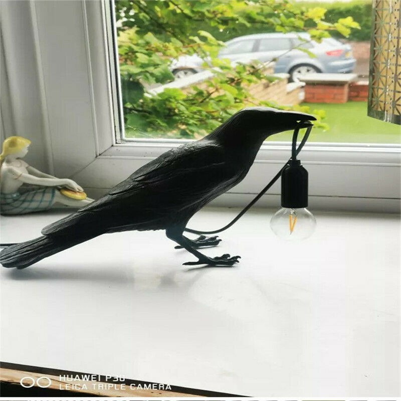 Seletti Bird Table Lamps Resin Crow Desk Lamp Bedroom Wall Sconce Light UK PLUG - 图片 13