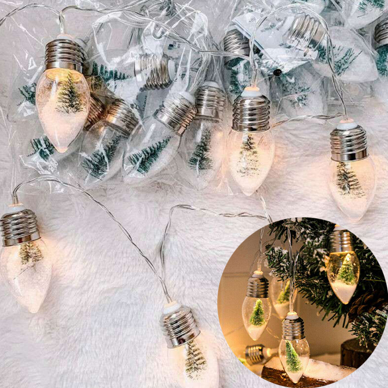 Battery Powered LED Snow Globe Bulb Fairy String Lights Party Xmas Tree Decor - Image 18