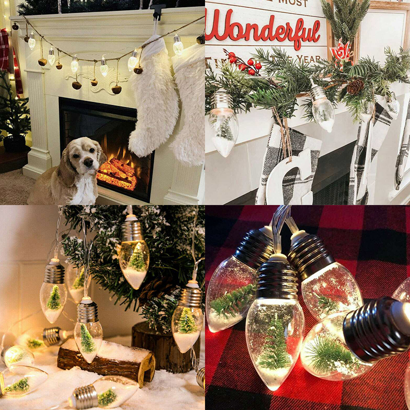 Battery Powered LED Snow Globe Bulb Fairy String Lights Party Xmas Tree Decor - Image 19