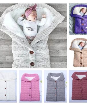 Warm Baby Blanket Knitted Newborn Swaddle Wrap Soft InfantSleeping Bag Footmuff Cotton Envelope For Stroller Accessories Blanket