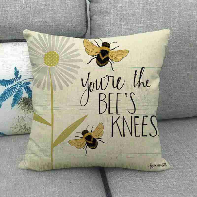 Rural Square Wooden Bee Honey Cushion Cover Linen Cotton Sofa Couch pillow Case - Image 9