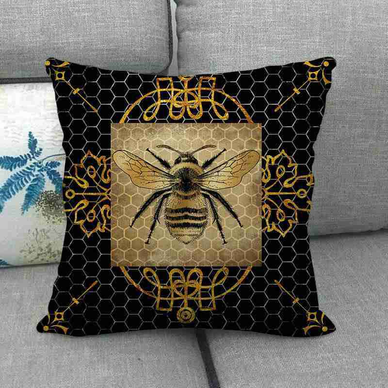 Rural Square Wooden Bee Honey Cushion Cover Linen Cotton Sofa Couch pillow Case - Image 10