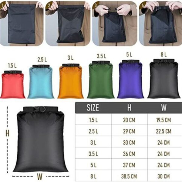 6pcs Waterproof Dry Bags Sack Canoe Kayak Camping Hiking Cycling Fishing Sailing - Image 2