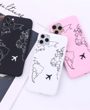 Luxury Popular Planes World Map Travel Silicone Case For iPhone 11 12 13 Pro MAX X XS XR 7 8 Plus Cute Candy Matte Soft Cover