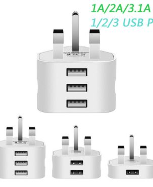 USB Mains Charger Adapter UK 3Pin Wall Plug for Samsung/iPhone/HTC/Tablets/etc