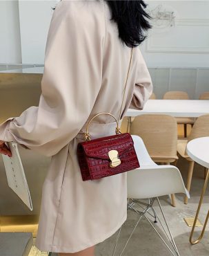 Stone pattern PU Leather Crossbody Bags For Women 2024 Mini Shoulder Messenger Bag With Metal Handle Lady Travel Totes