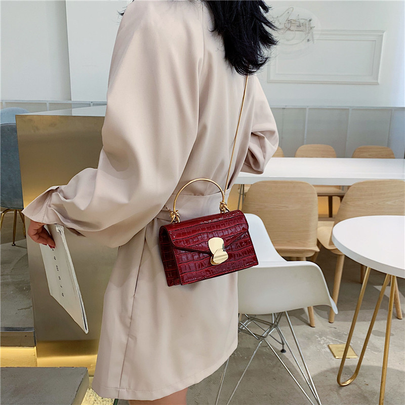 Stone pattern PU Leather Crossbody Bags For Women 2024 Mini Shoulder Messenger Bag With Metal Handle Lady Travel Totes