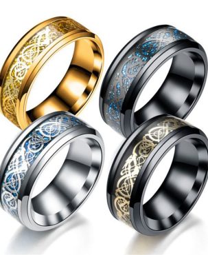 Luxury Mens Ring Dragon Celtic Dragon Titanium Steel Rings Jewelry