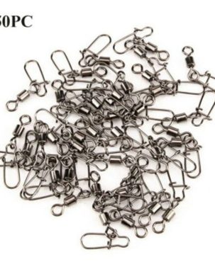 50pcs/set Ball Bearing Fishing Swivels with Stainless Steel Dou Lock Snap Lure