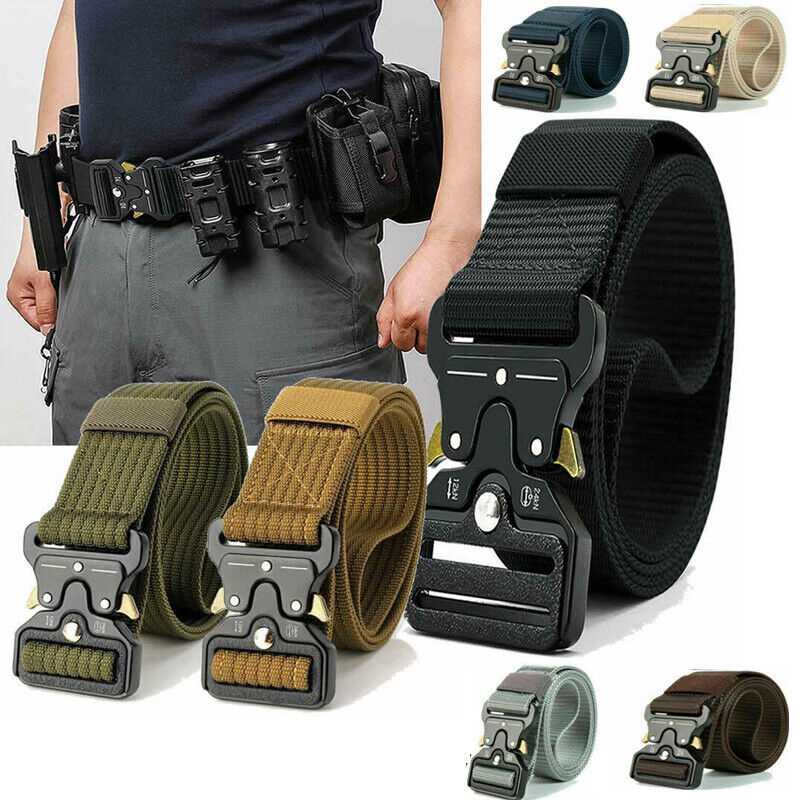 Quick Release Work Belt Tactical Black Men Army Webbing Nylon Military Waistbelt